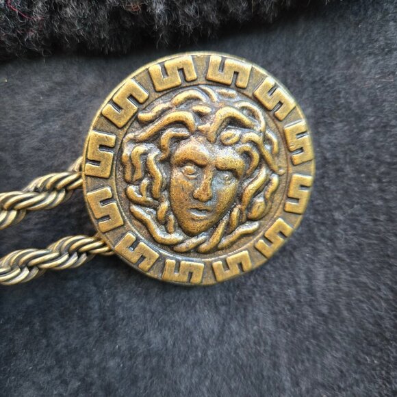 Vintage 80s Black Sheepskin Coat Womens Size M Mid Length Medusa Head Buttons - Picture 2 of 15